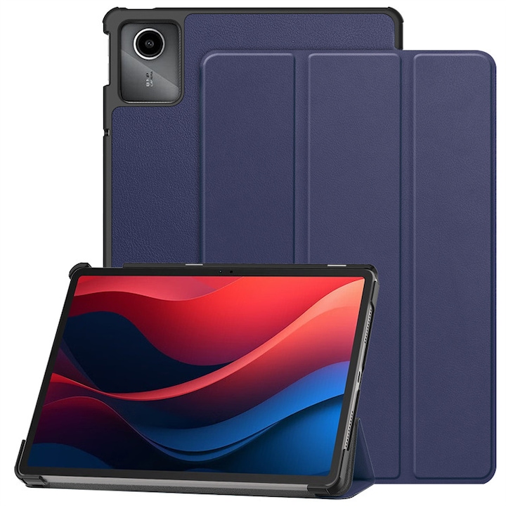 Carcasa de protectie pentru Lenovo Tab M11/Tab K11 LTE 11-inch 2024 TB330FU, suport subtire, carcasa de tableta Tri-Fold Hard Shell, suport auto Wake/Sleep, albastru