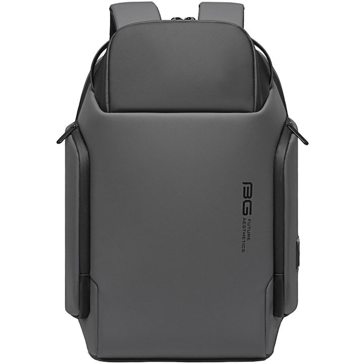 Rucsac laptop 15.6 inch, port USB, si USB-C, rezistent la apa, sistem fixare pe valiza, rucsac smart, potrivit pentru calatorii BG7277GY, Gri