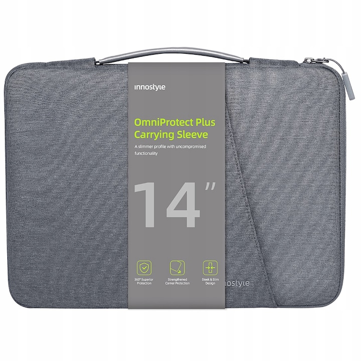 Geanta laptop 14", Innostyle OmniProtect Plus, waterproof, gri, 36x26x4cm