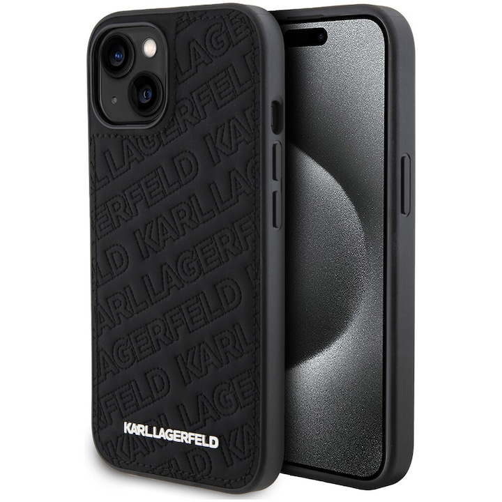 Husa de protectie Cover Karl Lagerfeld PU Quilted Pattern pentru iPhone 15, Negru
