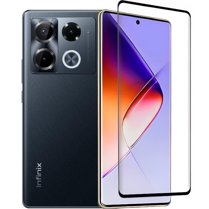 Folie protectie, XGSM, Sticla Temperata, Pentru Infinix Note 40 Pro Plus, 0.3 mm, 9H, Negru