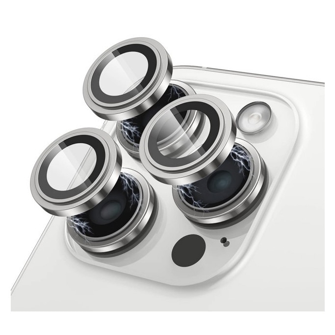 Protectie Sticla Lito Camera Individuala Compatibila Cu iPhone 17 Pro, Rama Metal, Aplicator Inclus, Silver