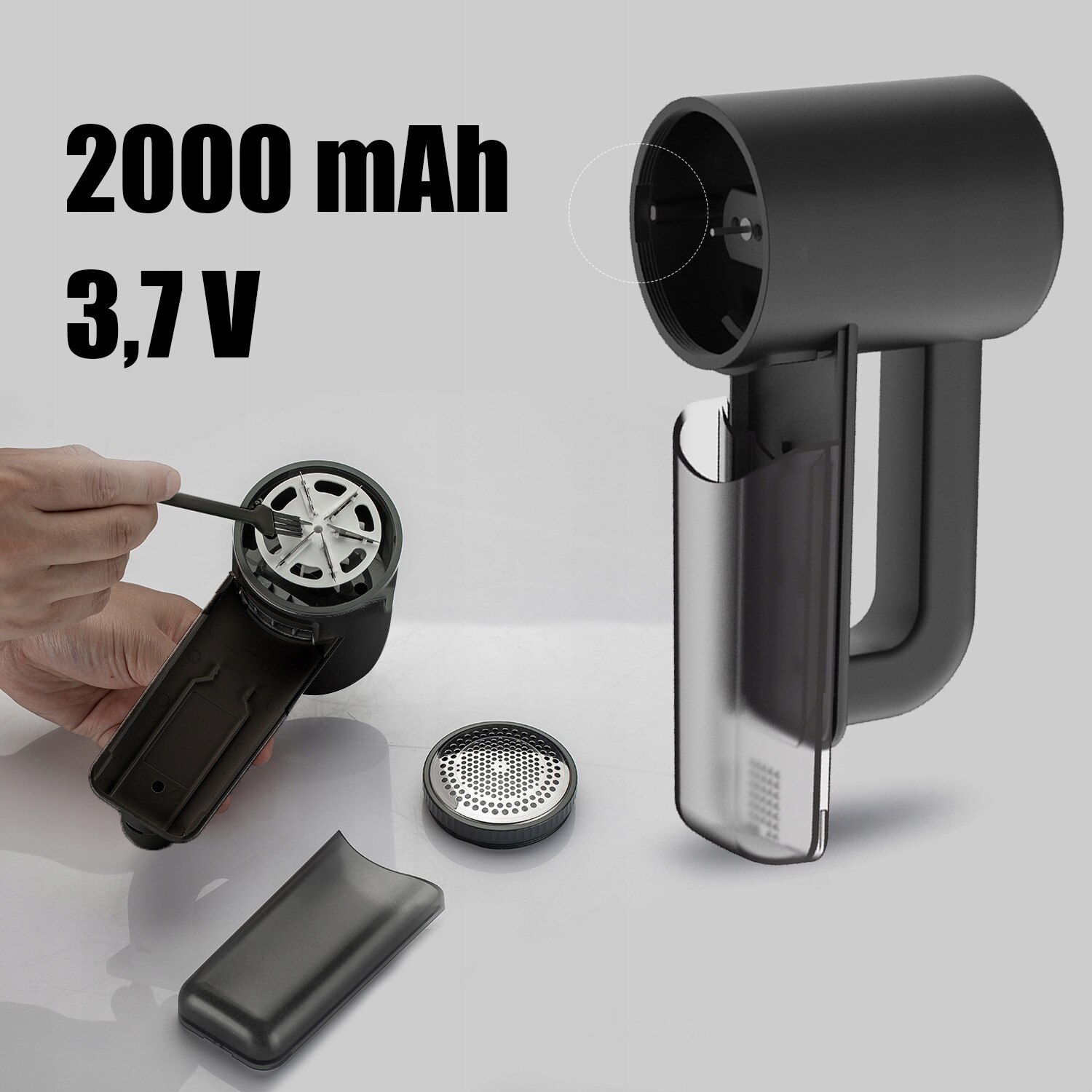 Aparat de curatat scame electric, cu afisaj LCD, 3 trepte de viteza, USB-C, 2000mAh, 5W