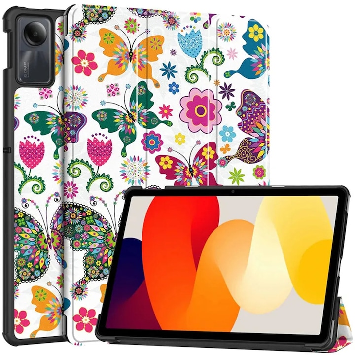 Husă Sigloo pentru tabletă Xiaomi Pad 7 / 7 Pro 11.2 (2024), slim, tri‑fold magnetic, piele ecologică, antisoc, model Butterfly