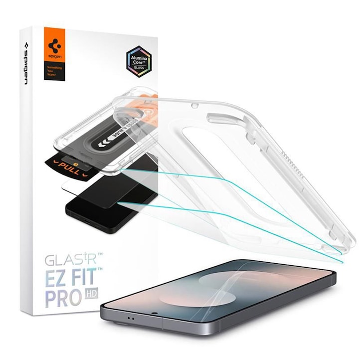 Folie pentru Samsung Galaxy S25 FE (set 2) - Spigen Glas.tR EZ FIT Pro HD - Clear