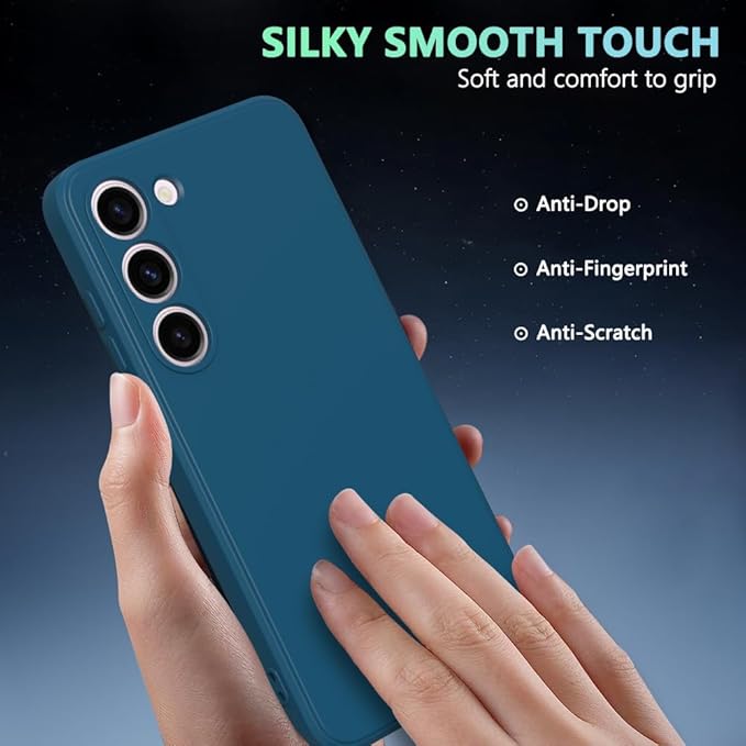 Husa pentru Samsung Galaxy S25, silicon lichid, Calitate Premium, Interior din Microfibra, Protectie Sporita, Antisoc-Gri albastrui