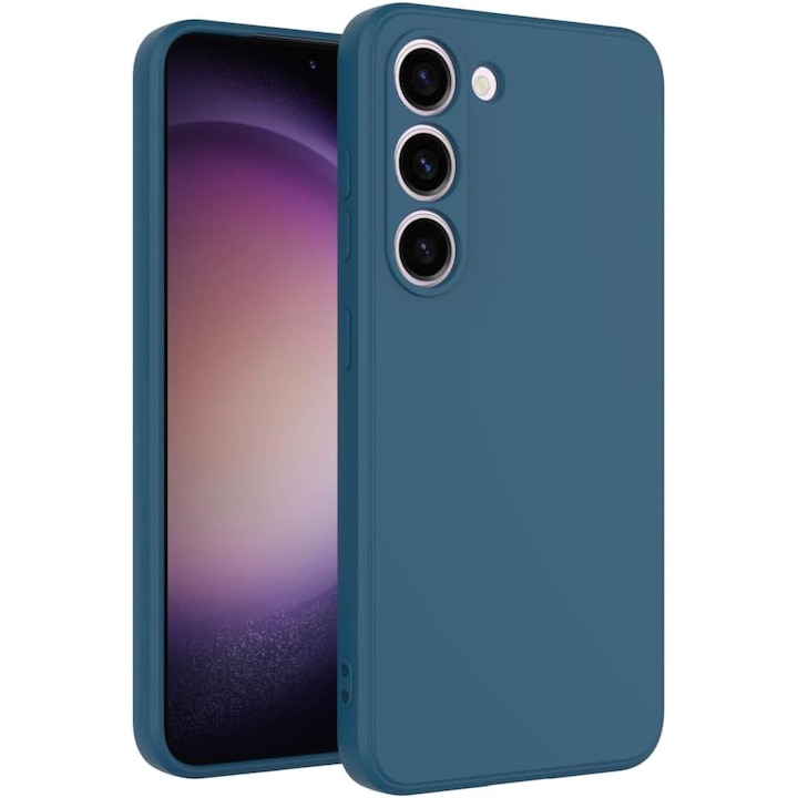 Husa pentru Samsung Galaxy S25, silicon lichid, Calitate Premium, Interior din Microfibra, Protectie Sporita, Antisoc-Gri albastrui