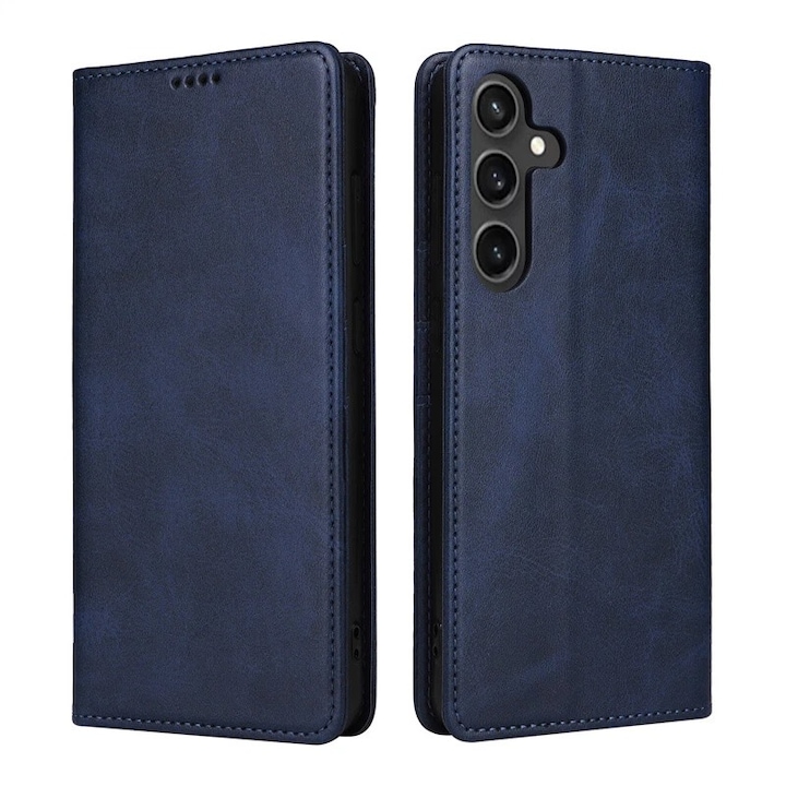 Husa pentru Samsung Galaxy A17 5G Daden® Flip Leather Deluxe, Antisoc, Inchidere magnetica, Buzunar card, Calitate Premium, Albastru