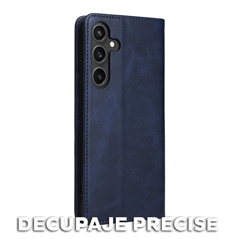 Husa pentru Samsung Galaxy A17 5G Daden® Flip Leather Deluxe, Antisoc, Inchidere magnetica, Buzunar card, Calitate Premium, Albastru