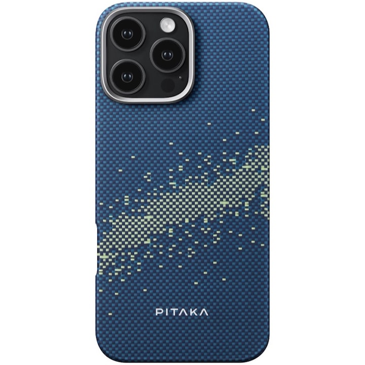 Husa de protectie Pitaka Tactile Woven Aramida Magsafe pentru iPhone 16 Pro StarPeak Milky Way Galaxy
