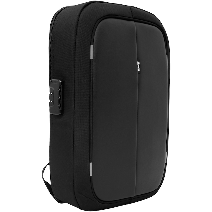 Rucsac Laptop Sbox CASABLANCA, Compartiment Laptop max. 15.6", Anti Theft Buzunar Ascuns pe Spate si Cifru, Spate si Bretele Captusite, Rezistent la apa, Dimensiuni 44 x 31 x 10 cm, Negru