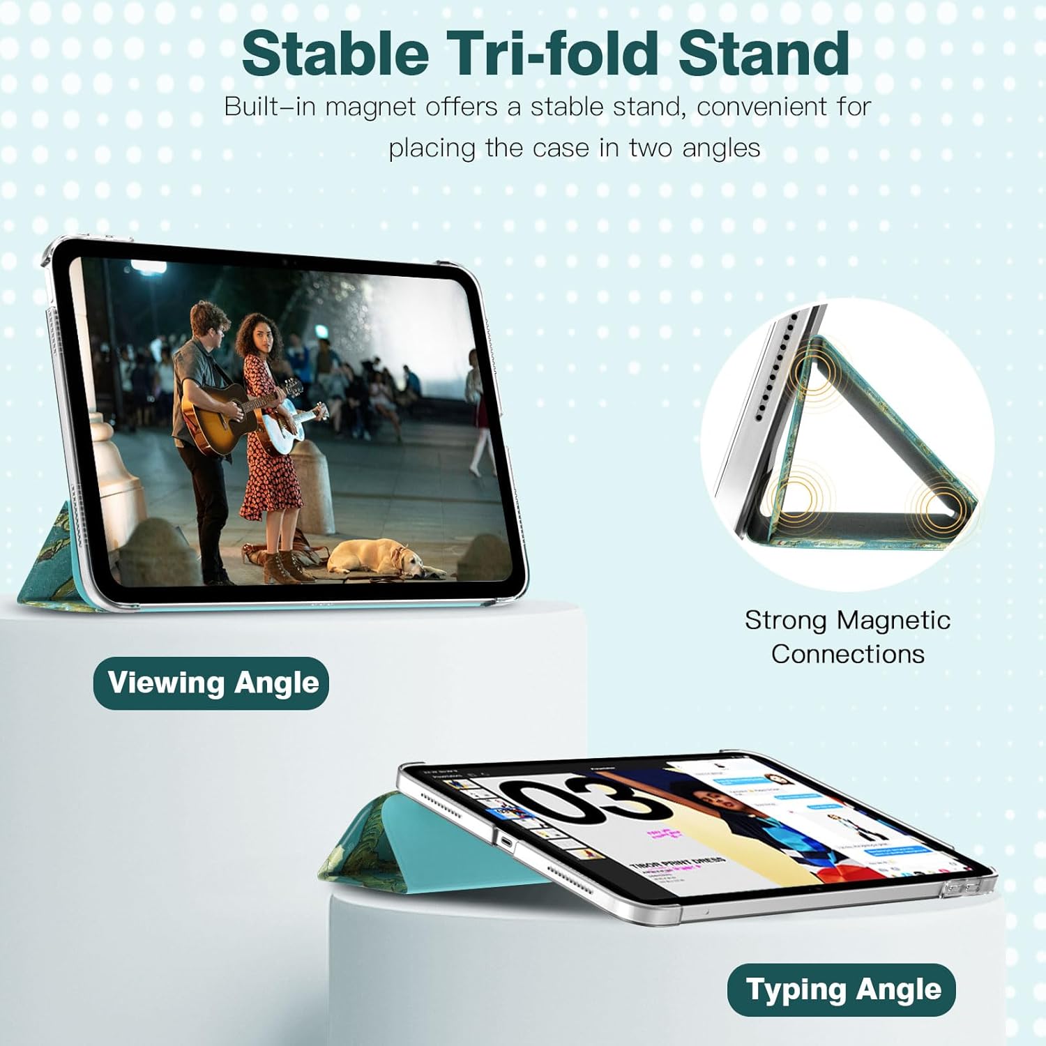 Husa Sigloo pentru tableta iPad 11" (Gen. 11, 2025) / iPad 10.9" (Gen. 10, 2022) – Slim, Tri-Fold Magnetic, Piele Ecologica, Painted Tree