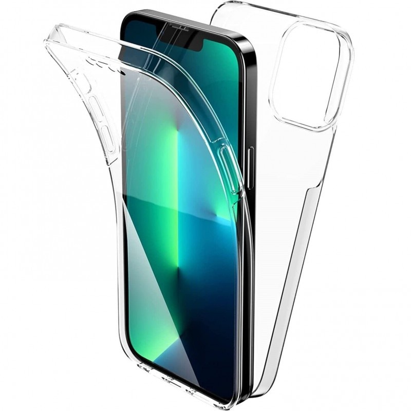 Husa de protectie Flippy 360 grade, PC, TPU cu Folie policarbonat, pentru Apple iPhone 13, Transparent