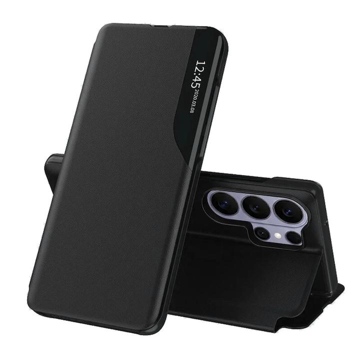 Husă pentru Samsung Galaxy S26 Ultra, SKYDDAR INNOVATION, eFold, tip carte, set cu sticker, Negru