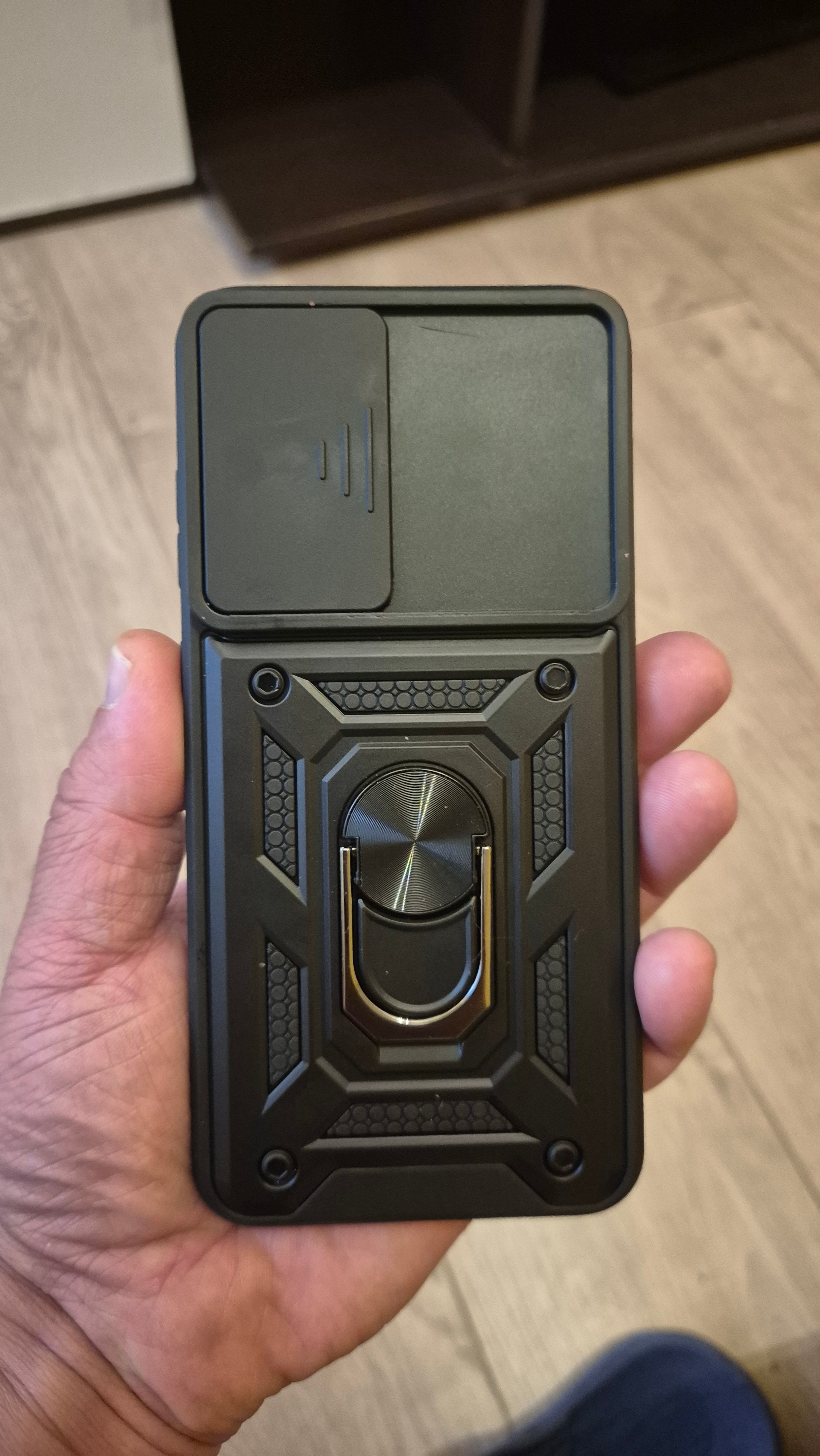 Husa pentru Samsung Galaxy S24 FE Premium Hybrid Armor Kickstand, Slider Camera, Antisoc, Protectie Superioara, Negru