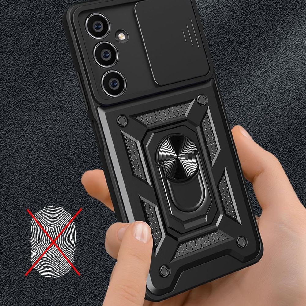 Husa pentru Samsung Galaxy S24 FE Premium Hybrid Armor Kickstand, Slider Camera, Antisoc, Protectie Superioara, Negru