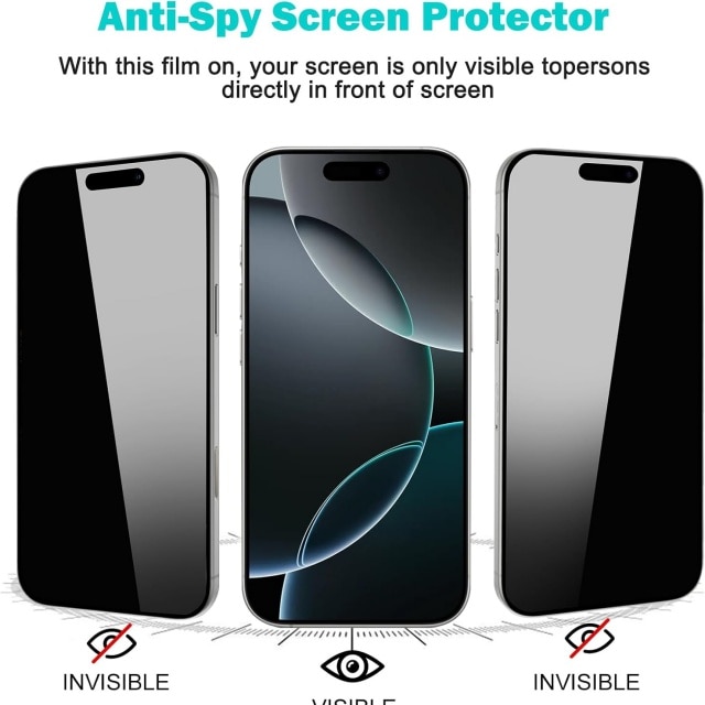 Set 3 Folii de Protectie Privacy si 3 Folii de Protectie pentru Camera pentru iPhone 16 Pro, Sticla Securizata, Negru