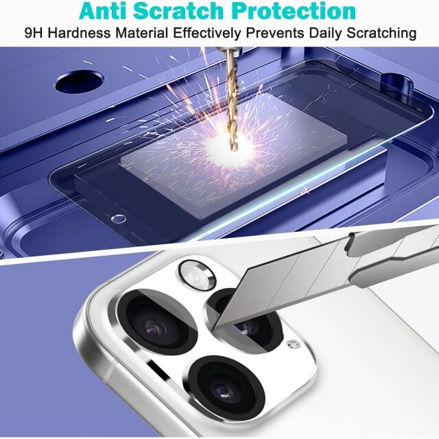 Set 3 Folii de Protectie Privacy si 3 Folii de Protectie pentru Camera pentru iPhone 16 Pro, Sticla Securizata, Negru