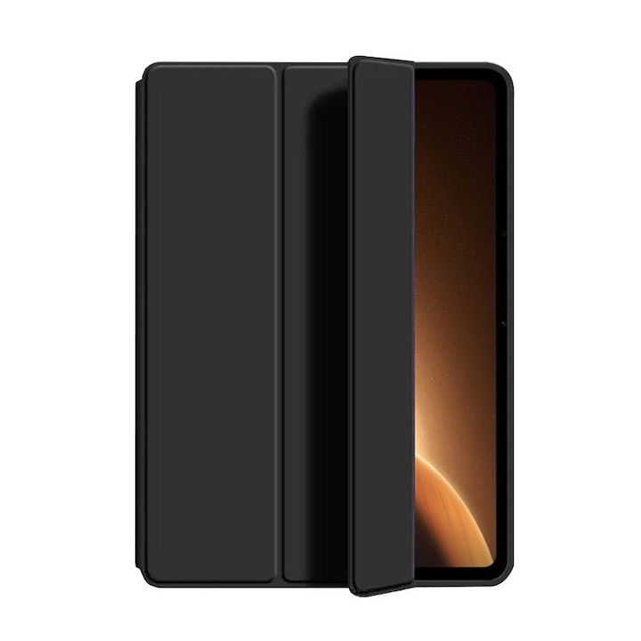 Husa tableta, Samsung Galaxy Tab S9 FE, auto sleep/wake, unghiuri de vizionare, neagra