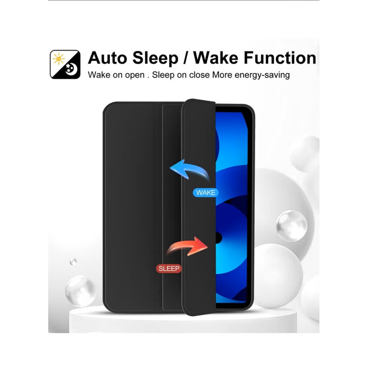 Husa tableta, Samsung Galaxy Tab S9 FE, auto sleep/wake, unghiuri de vizionare, neagra