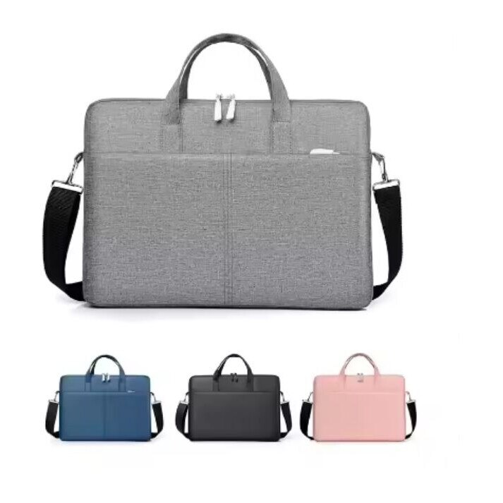 Geanta pentru Laptop 15"-16.1", Textil, 2 Buzunare, Extensie pentru umar, Gri