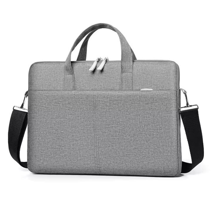 Geanta pentru Laptop 15"-16.1", Textil, 2 Buzunare, Extensie pentru umar, Gri