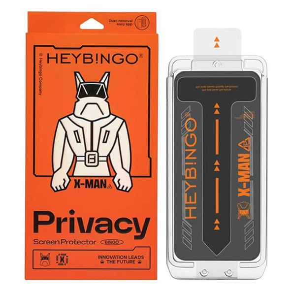 Folie Sticla Privacy Pentru Apple iPhone 14 PRO MAX HEYBINGO, Cu Kit de Aplicare Instanta si Functie Automata de Indepartare a Prafului, Sticla 9H, X-MAN, Rezistenta la zgarieturi, Protectie Ecran Premium