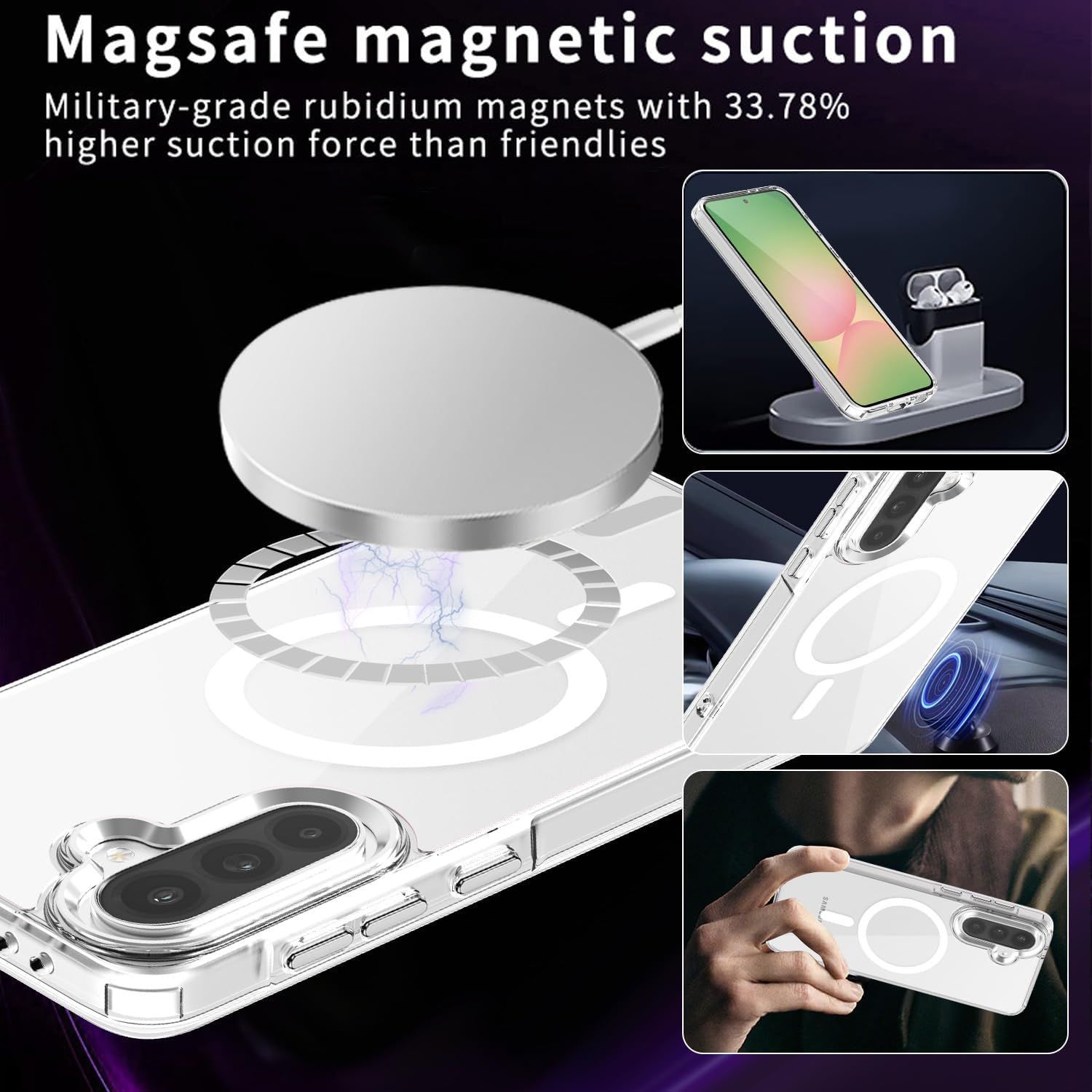 Husa Antisoc pentru Samsung Galaxy A36/A56, SZGULAIKE, Colturi Intarite, Montare Usoara, 6.7", Transparent