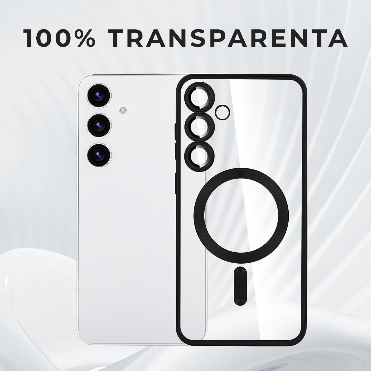 Husa pentru Samsung Galaxy A36 DaDen® MagSafe Luxury compatibil cu protectie camera, Ultra Protectie, Transparent cu margini negre