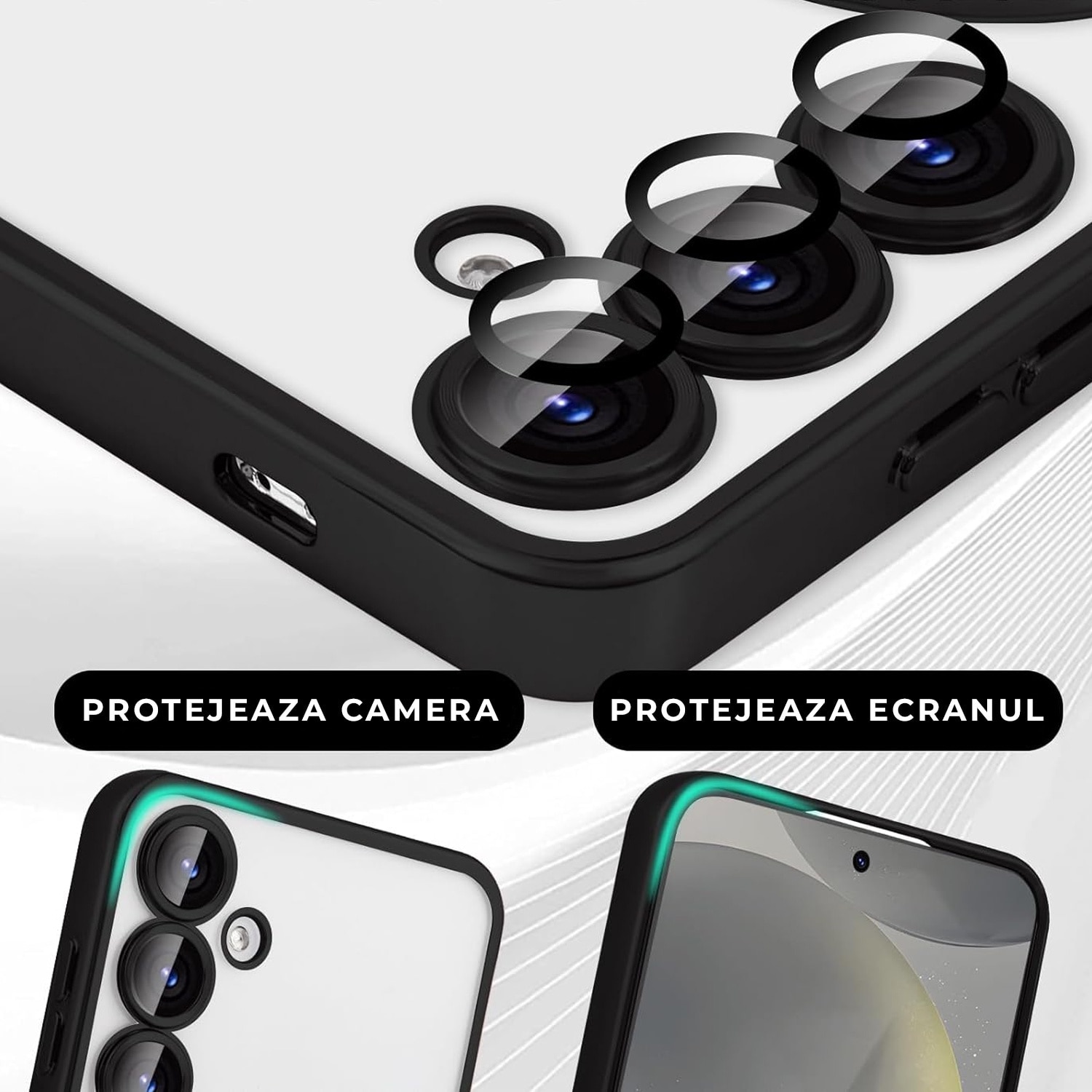 Husa pentru Samsung Galaxy A36 DaDen® MagSafe Luxury compatibil cu protectie camera, Ultra Protectie, Transparent cu margini negre