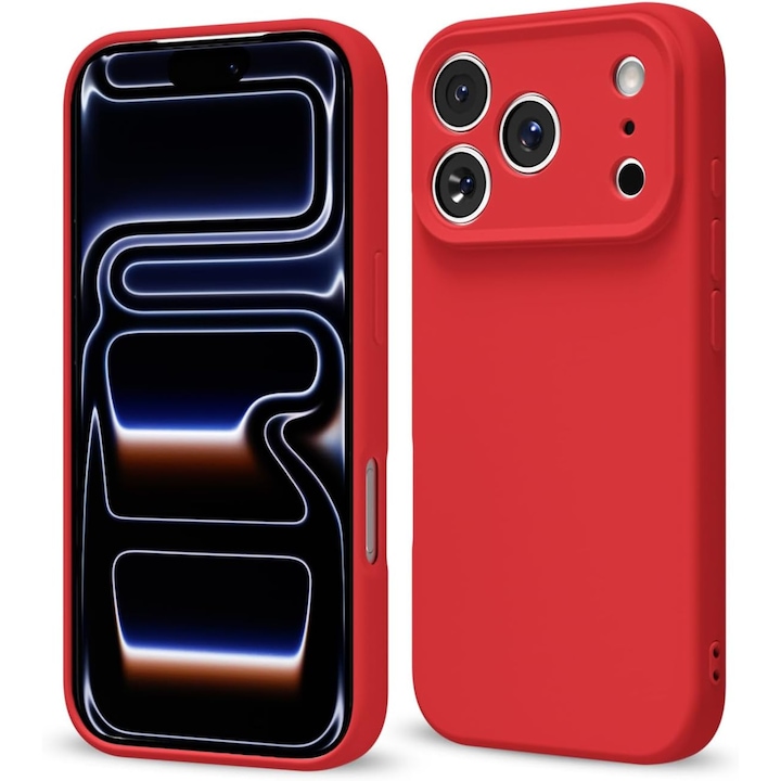 Husa Soft Touch, slim, ALC Mobile, anti soc, compatibila cu IPhone 17 Pro Max, Rosu Tpu
