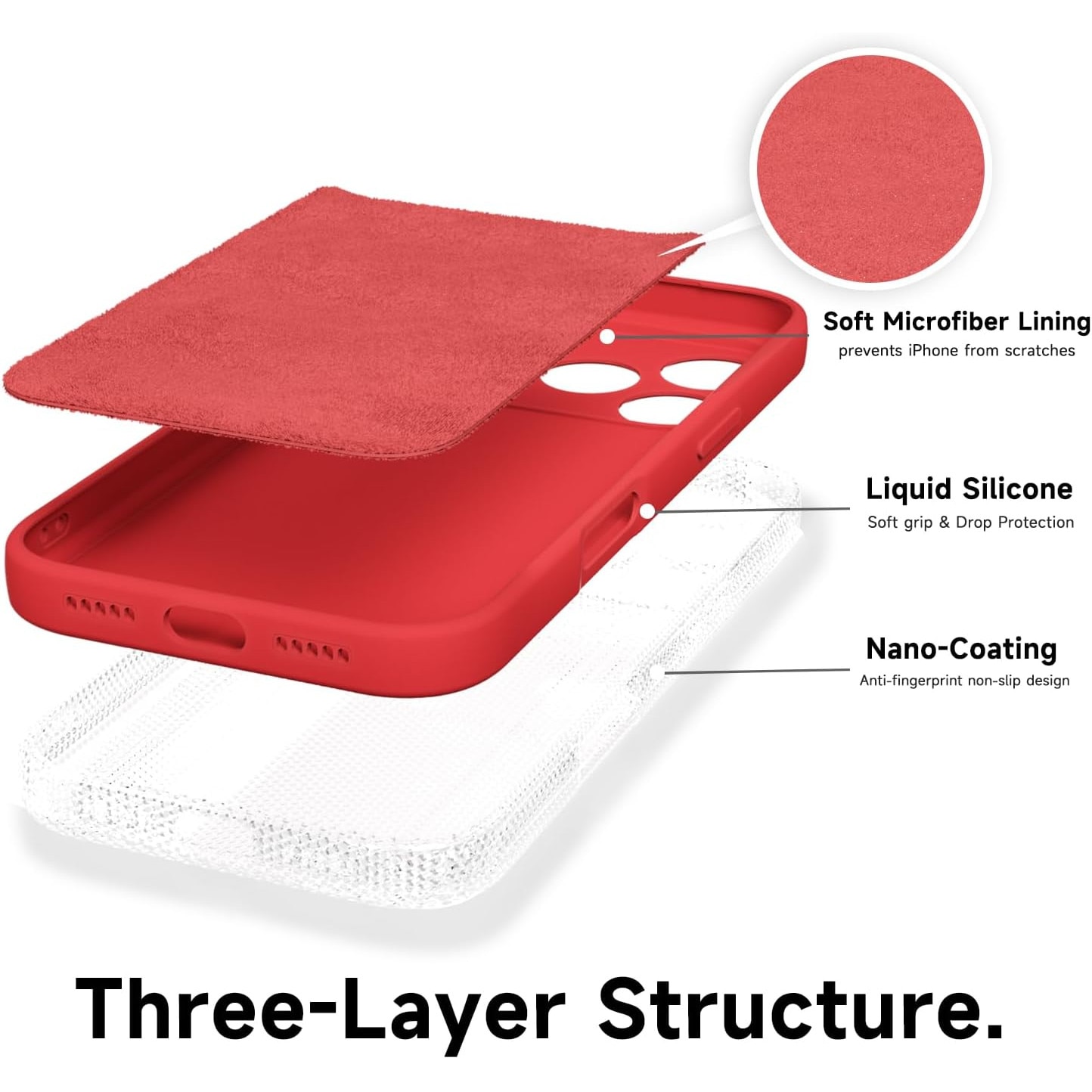 Husa Soft Touch, slim, ALC Mobile, anti soc, compatibila cu IPhone 17 Pro Max, Rosu Tpu