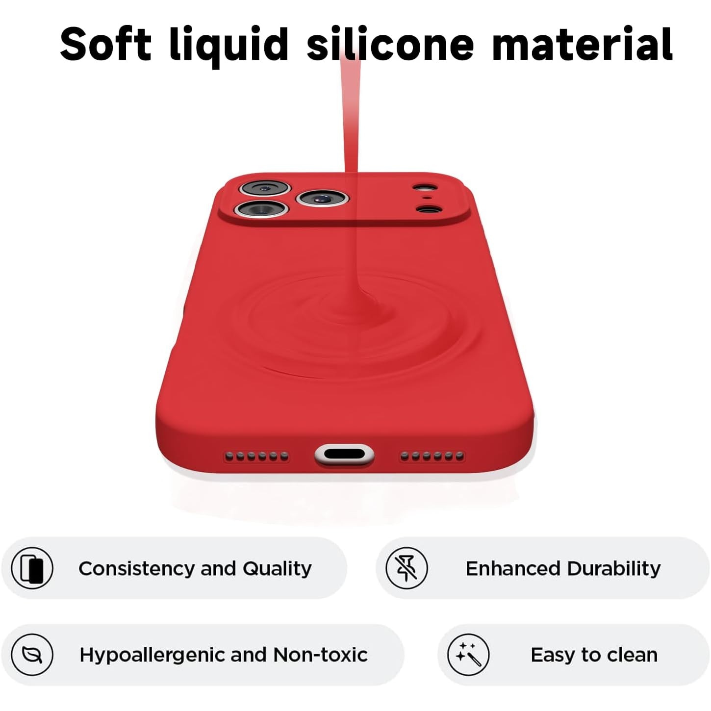 Husa Soft Touch, slim, ALC Mobile, anti soc, compatibila cu IPhone 17 Pro Max, Rosu Tpu