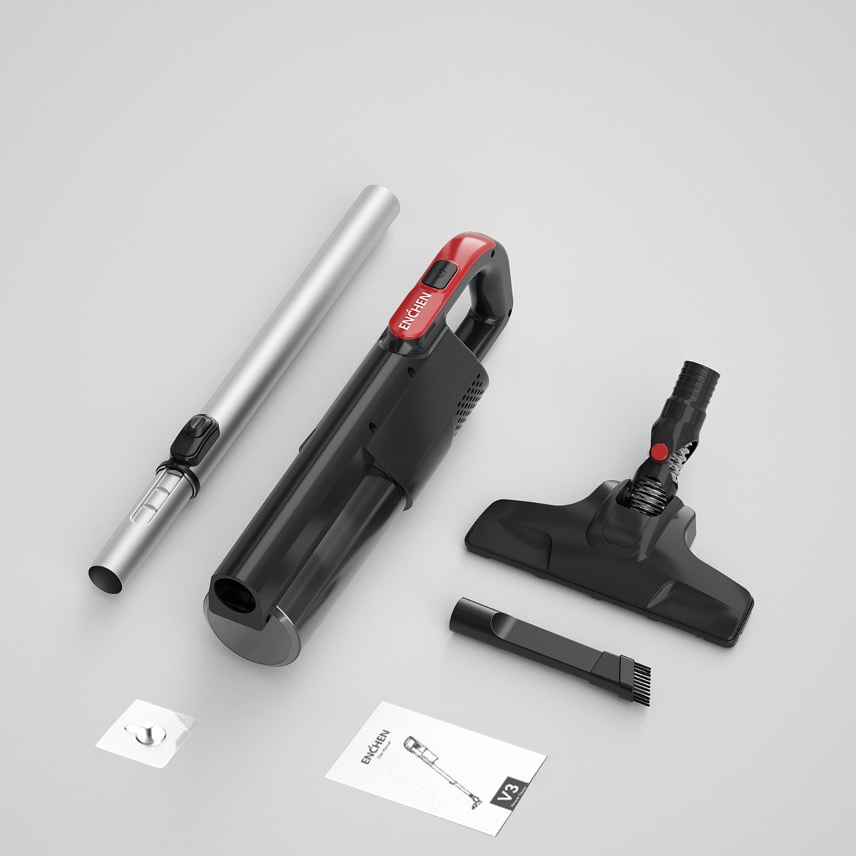 Aspirator Vertical 2 In 1 Cu Accesorii, Enchen, V3, Putere 650 W, Putere De Aspiratie 18 Kpa, Capacitate Recipient 1, 2 L, Calitate Inalta A Executiei, Negru
