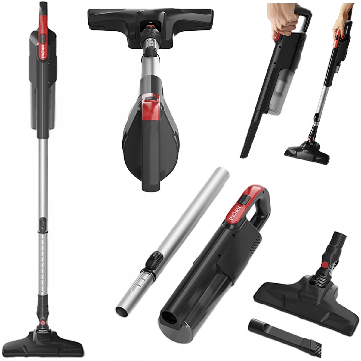 Aspirator Vertical 2 In 1 Cu Accesorii, Enchen, V3, Putere 650 W, Putere De Aspiratie 18 Kpa, Capacitate Recipient 1, 2 L, Calitate Inalta A Executiei, Negru