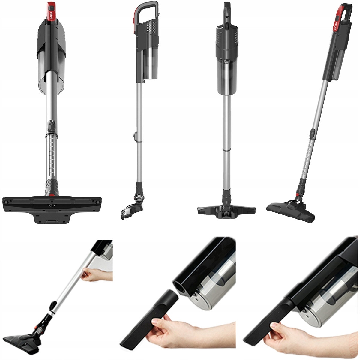 Aspirator Vertical 2 In 1 Cu Accesorii, Enchen, V3, Putere 650 W, Putere De Aspiratie 18 Kpa, Capacitate Recipient 1, 2 L, Calitate Inalta A Executiei, Negru