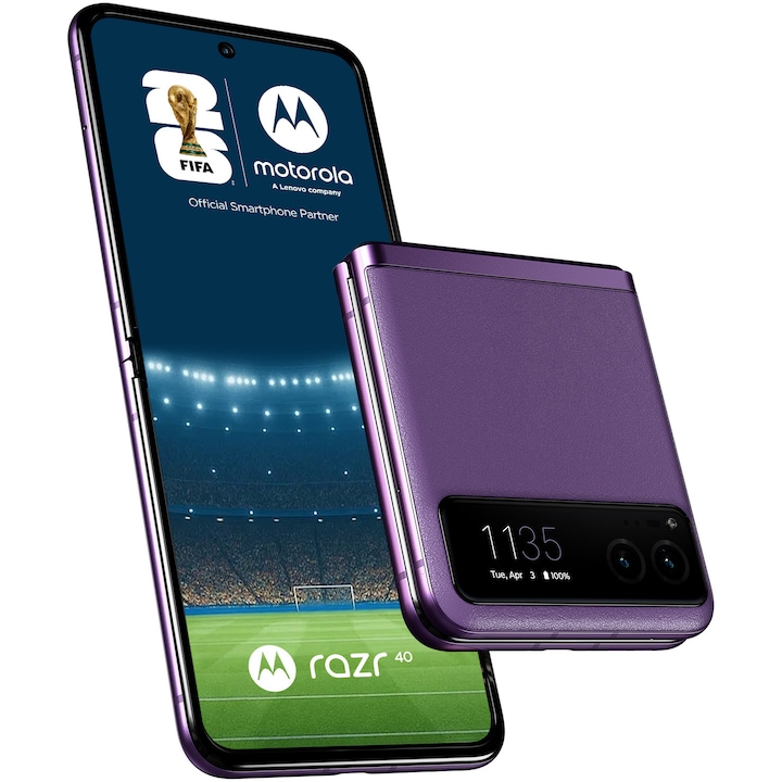 RESIGILAT: Telefon mobil motorola razr 40, Dual SIM, 8GB RAM, 256GB, 5G, Summer Liliac