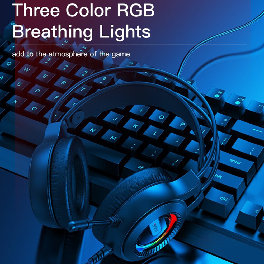 Casti Cu Fir si Lumini RGB, Mufa Jack - Yesido (EK02) - Black