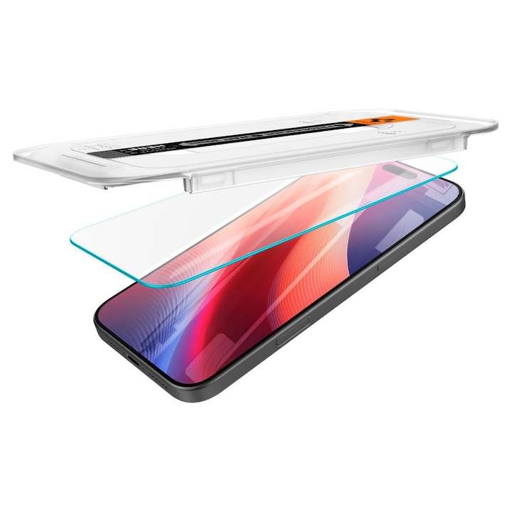 Folie de Protectie pentru Ecran, Spigen, pentru iPhone 16 Pro Max, Glas.tR EZ FIT, Transparenta, 9H