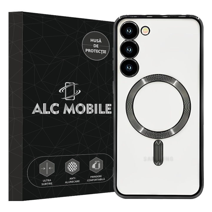 Husa compatibila cu Samsung Galaxy S23 Fe, ALC MOBILE, pentru telefon mobil cu protectie pentru camera, Tehnologie MagSafe, rezistenta la socuri, contur Negru