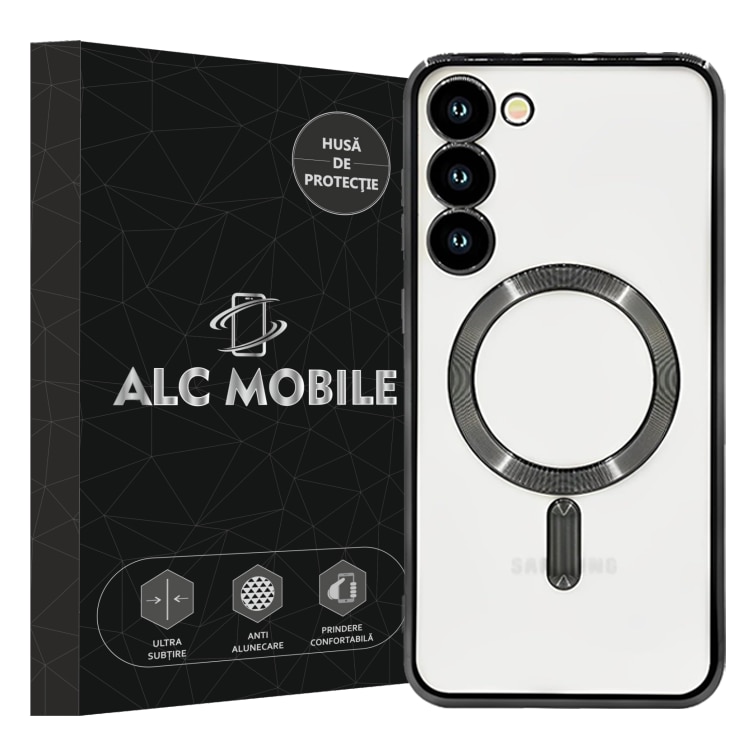 Husa compatibila cu Samsung Galaxy S23 Fe, ALC MOBILE, pentru telefon mobil cu protectie pentru camera, Tehnologie MagSafe, rezistenta la socuri, contur Negru