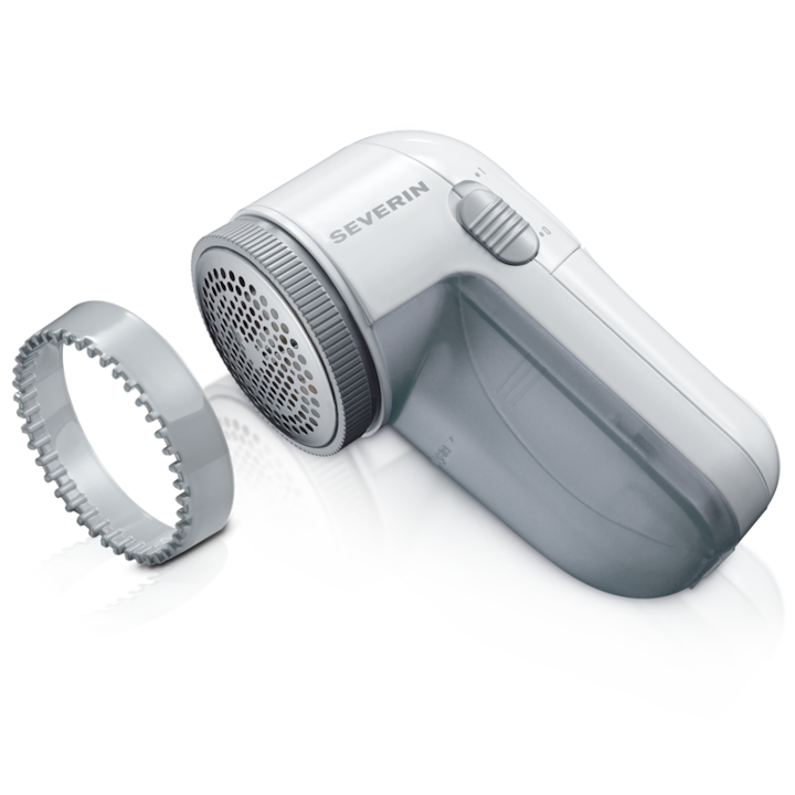 Rezervor de colectare scame detasabil Detangler Severin CS7976, lama de otel, 2 x baterii 1,5 V, alb