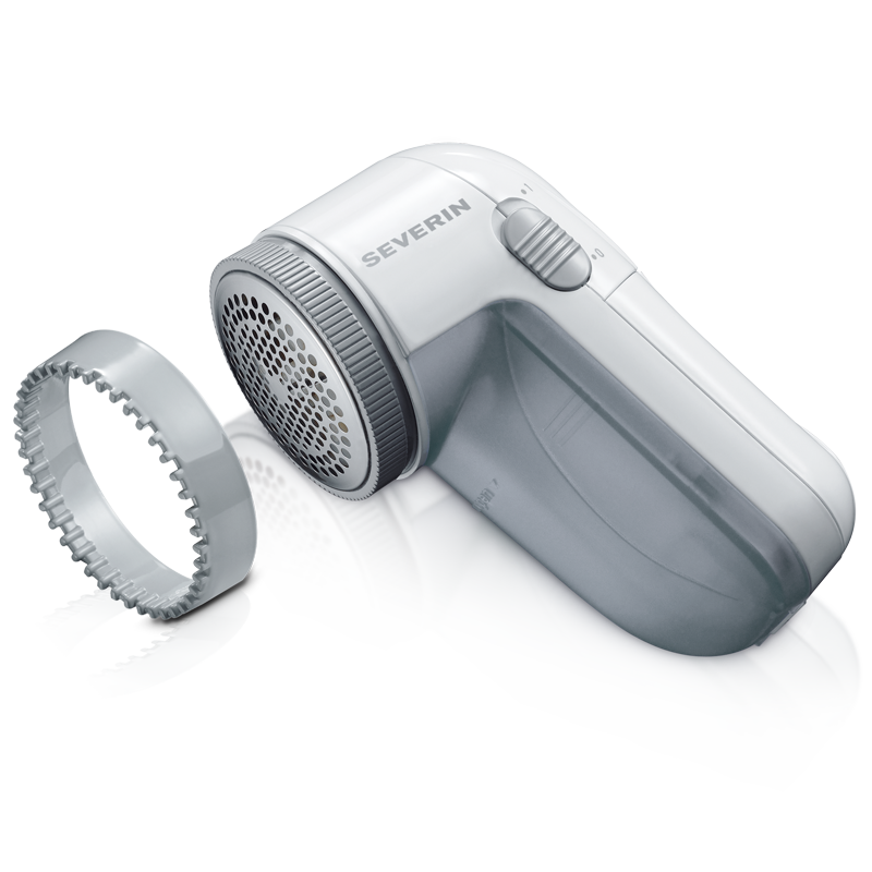 Rezervor de colectare scame detasabil Detangler Severin CS7976, lama de otel, 2 x baterii 1,5 V, alb