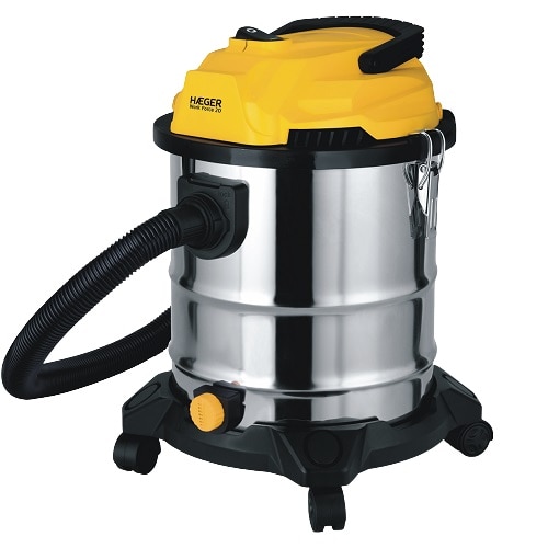 Aspirator multifunctional HAEGER WORK FORCE VC-W&D.038A,1200W, Aspirare umeda si uscata, 20L, functie de suflare, Recipient inox, Galben/Argintiu