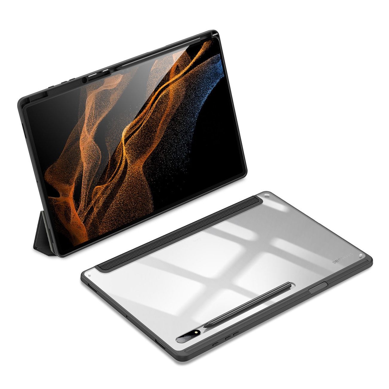 Husa pentru tableta Samsung Galaxy Tab S10 Ultra, S9 Ultra, S8 Ultra cu suport Smart Pen, negru