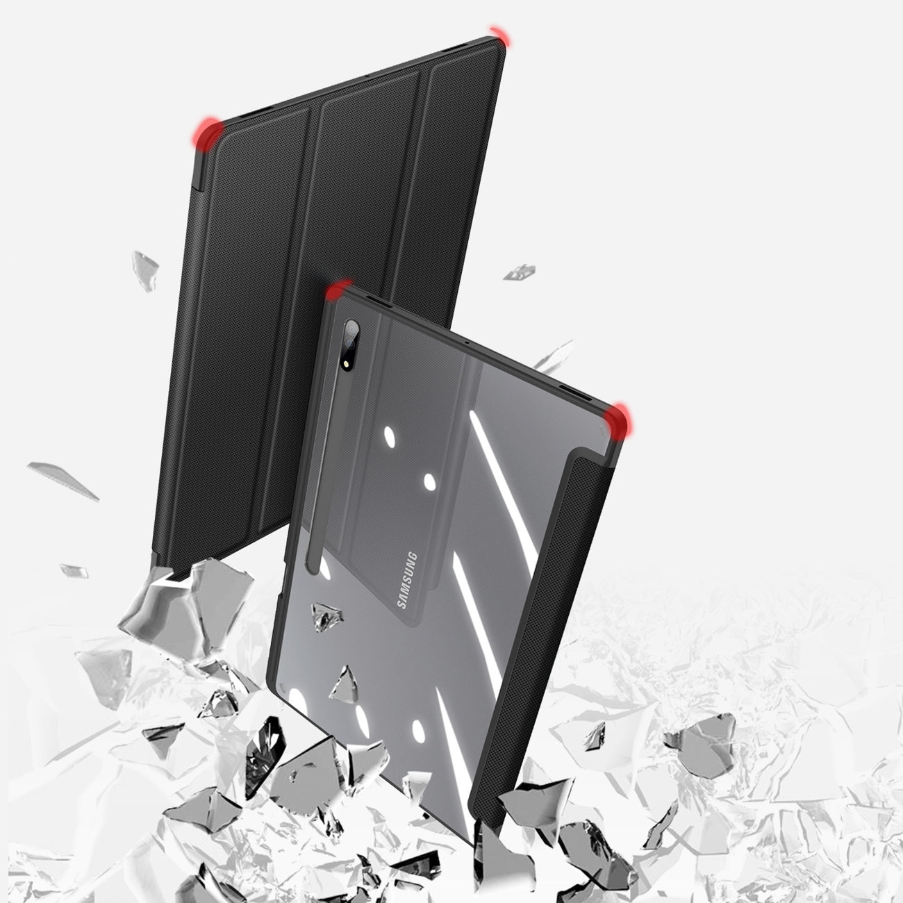 Husa pentru tableta Samsung Galaxy Tab S10 Ultra, S9 Ultra, S8 Ultra cu suport Smart Pen, negru