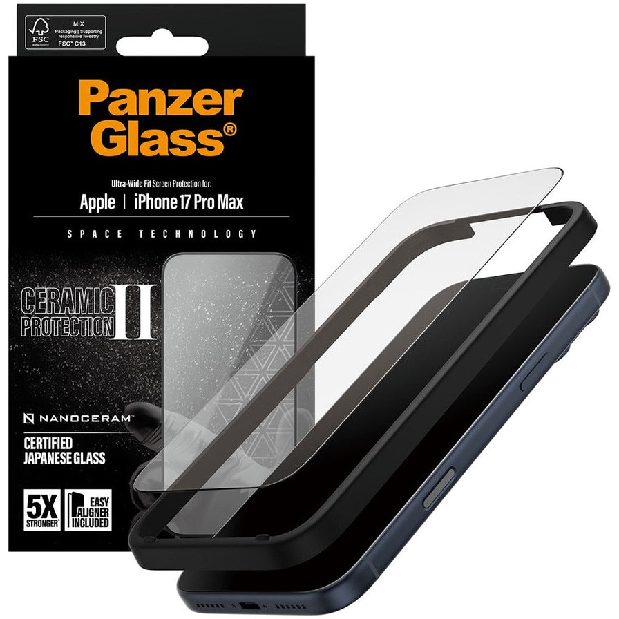 Folie Sticla Ceramic PanzerGlass pentru iPhone 17 Pro Max PG33872 Negru