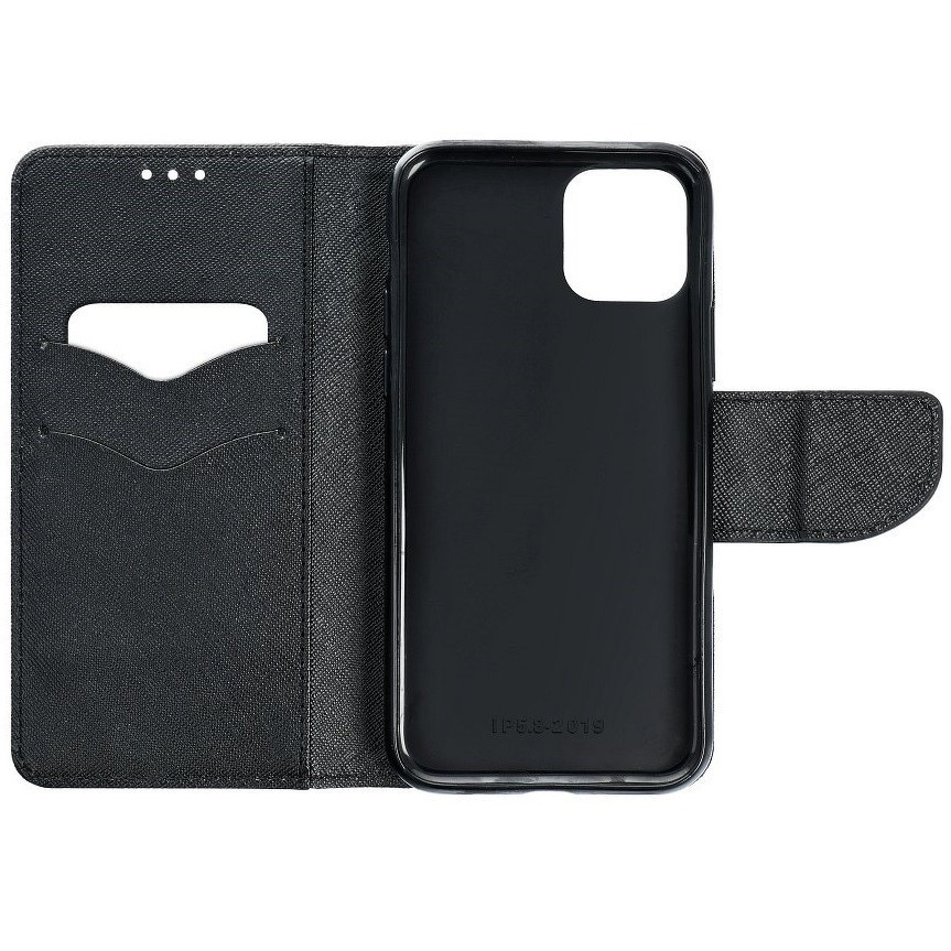 Husa telefon compatibilă Xiaomi Redmi Note 14 5G, tip carte, cu ramă din silicon, cu suport pentru carduri bancare, cu închidere magnetică, negru, Fancy