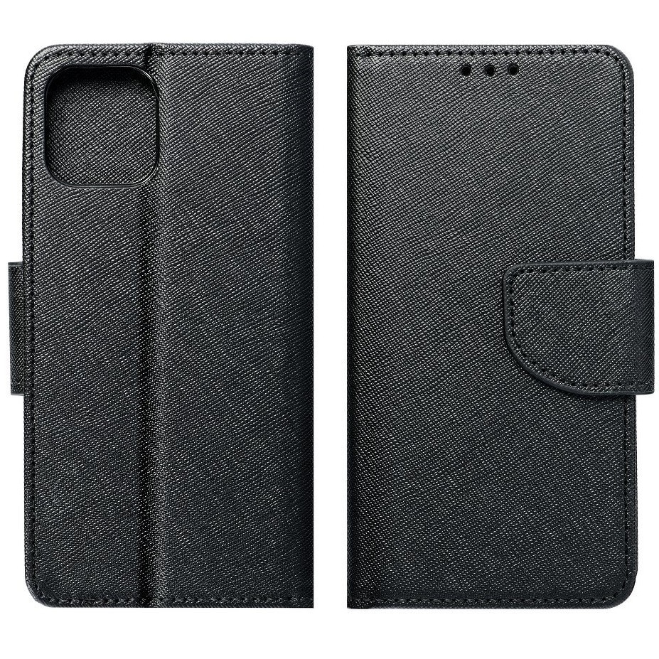 Husa telefon compatibilă Xiaomi Redmi Note 14 5G, tip carte, cu ramă din silicon, cu suport pentru carduri bancare, cu închidere magnetică, negru, Fancy