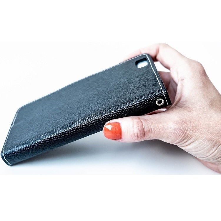 Husa telefon compatibilă Xiaomi Redmi Note 14 5G, tip carte, cu ramă din silicon, cu suport pentru carduri bancare, cu închidere magnetică, negru, Fancy